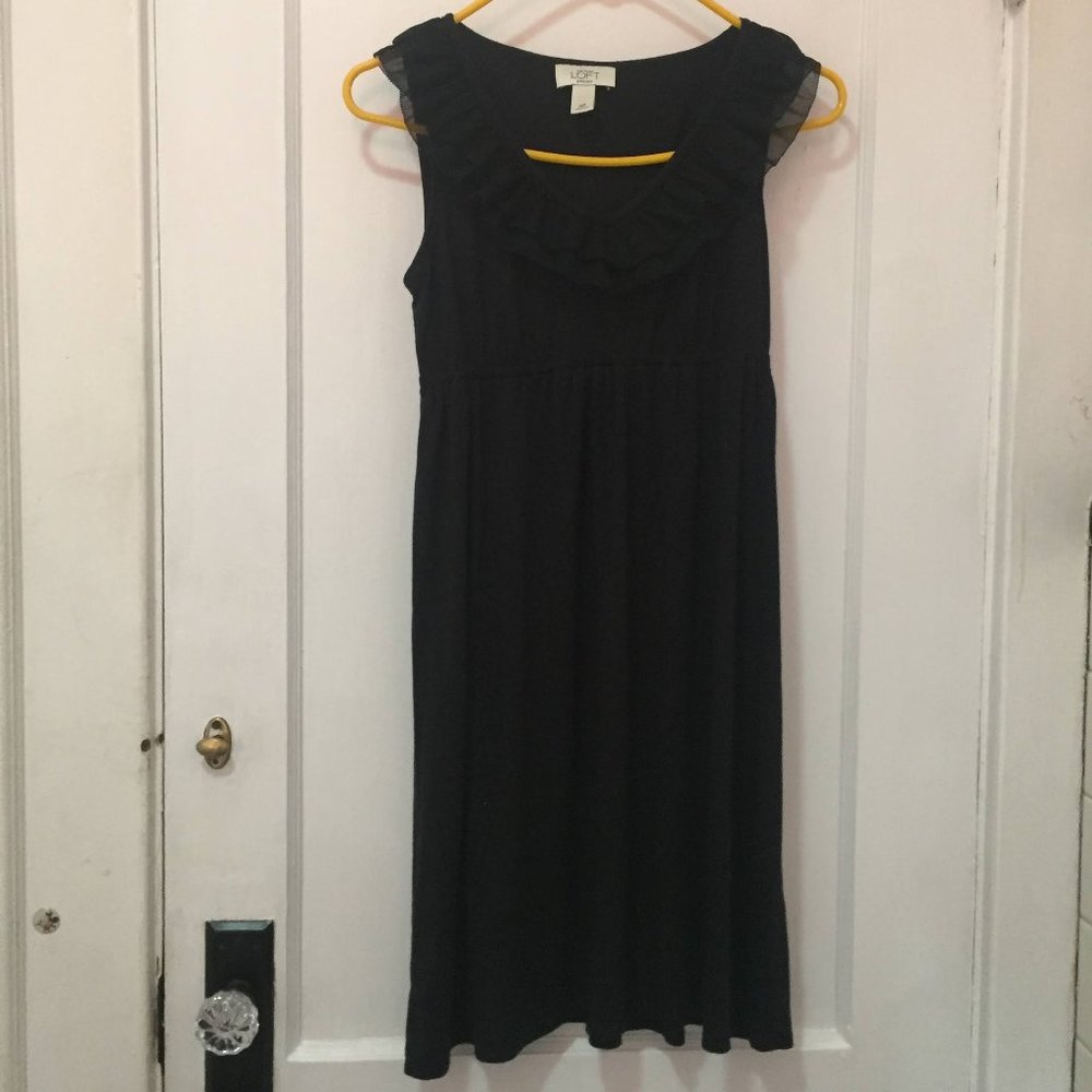 Ann Taylor Loft Petite Ruffle Top Lounge Black Dress XSP - Picture 3 of 7
